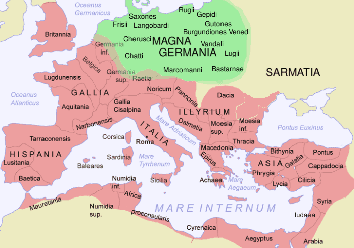 Carte empire romain et germanie