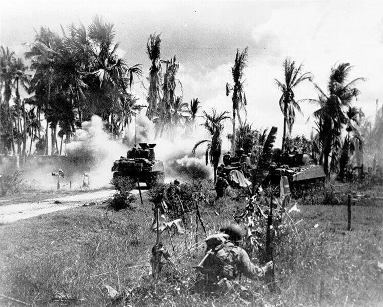 Char americain sur l ile de panay aux philippines 1945