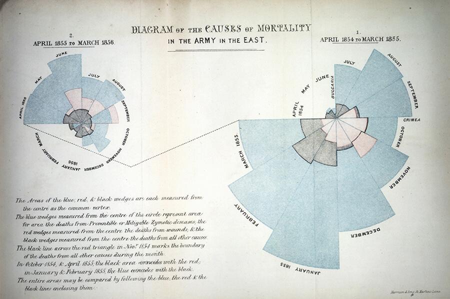 Diagramme des causes de la mortalite des soldats durant la guerre de crimee