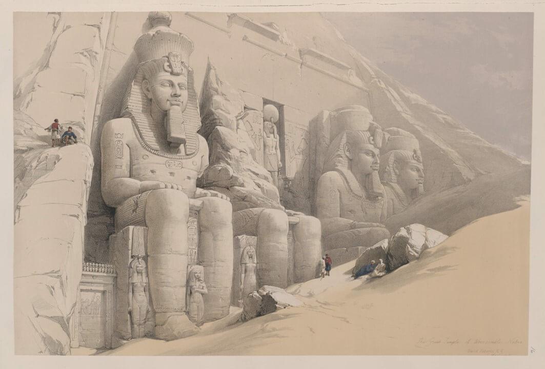 Illustration david robert sur la decouverte d abou simbel