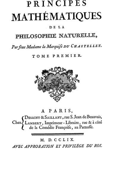 Principes mathematiques de la philosophie naturelle 1749