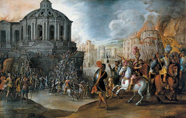 Sac de rome 1527 Sacrifice des gardes suisses au pied de la basilique Saint-Pierre de Rome