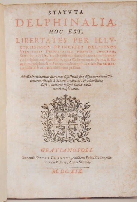 Statuta delphinalia 1619 titre